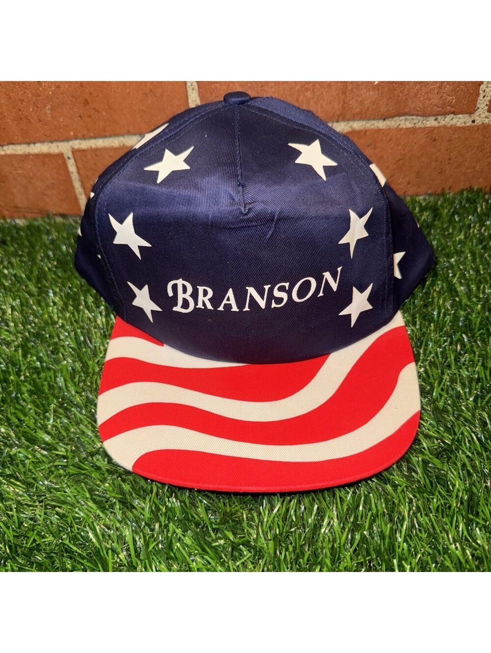 VTG Cobra Caps All over Print Flag Hat Branson MO